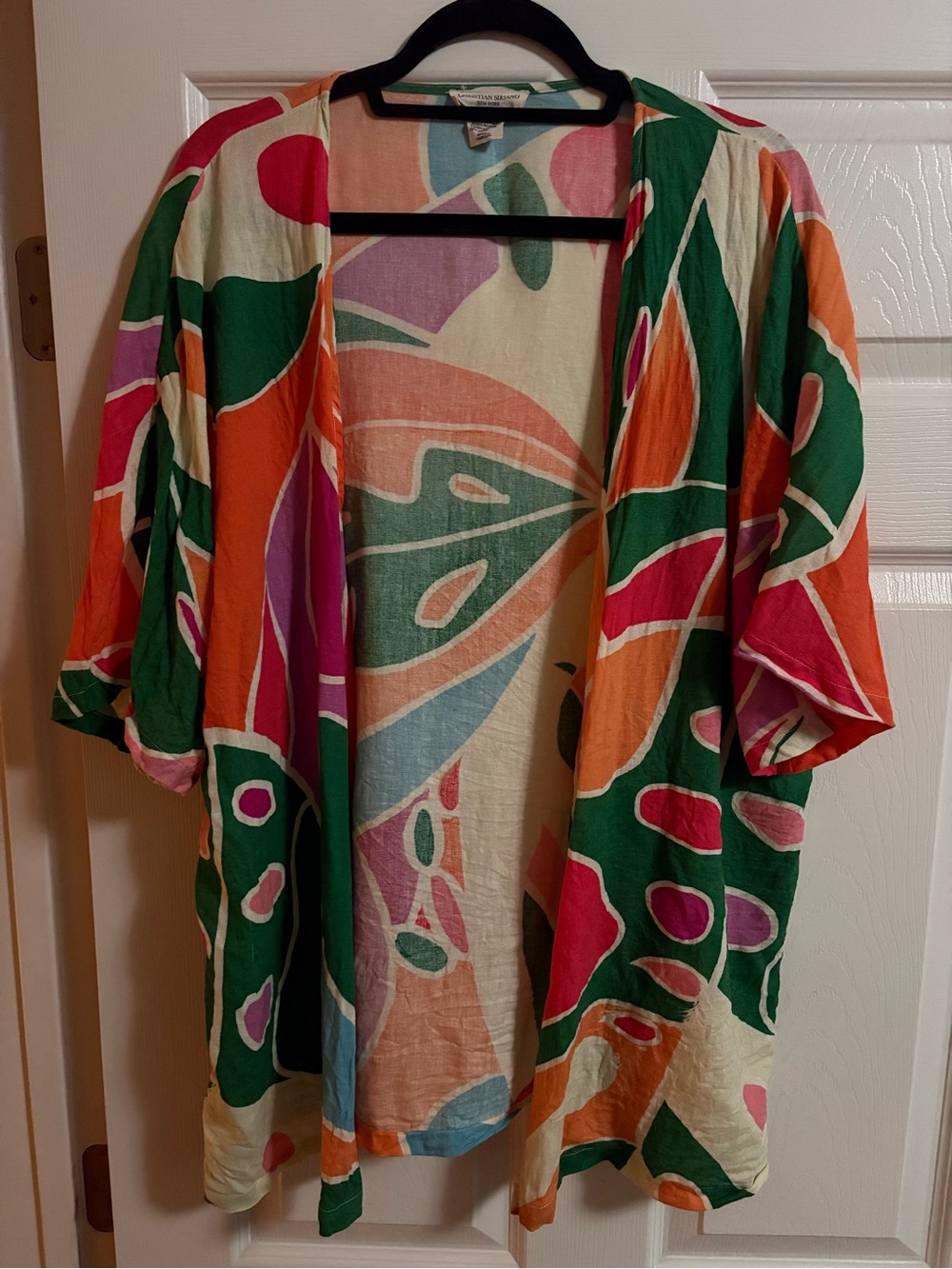 Christian Siriano 55% linen cover up topper boho bohemian lageblook coastal OS